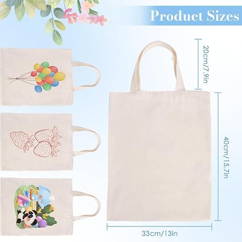 TATOTUTOTA Canvas Tote Bag Bulk 24 Pack Sublimation Tote Bags, Lightweight Medium Reusable Grocery Shopping Cloth Bags for Heat Transfer Vinyl(13.7x15in) thumbnail 2