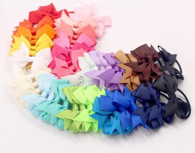 CÉLLOT Baby Hair Ties with Bows,50pcs 2inch Baby Hair Bows Durable Rubber Bands Ponytail Holders Toddler Essential Hair Accessories for Infants Baby Girls in Pairs thumbnail 9