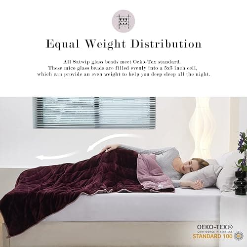 Satwip Pink Weighted Blanket 15 Pounds, Fuzzy Warm Flannel Throw Blanket with Soft Breathable Sanded, 48 x 72 inches, Red Pink thumbnail 6