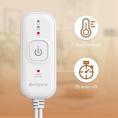 Comfytemp Weighted Heating Pad for Back & Cramps, 2.2lb Electric Neck Shoulder Heat Pad, Birthday Gifts for Women Men Mom Dad, 2H Auto-Off, 12x24, Washable, Gray thumbnail 5