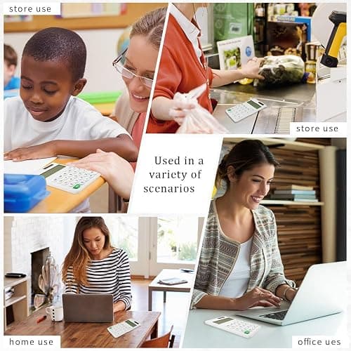 Basic Mini 4 Function Calculators,Calculator Small,Back to School First Day of School Supplies,Desk Calculator,White Solar Pocket Calculators for Students Home Office Middle thumbnail 4