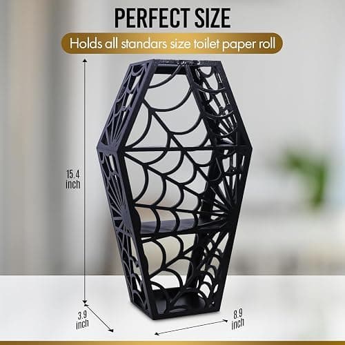 CEFLITECO Spider Web Coffin Shelf - Vintage Haloowen Decor for Bathroom and Kitchen - Gothic Furniture for Countertop Stand - Goth Accessories Spooky Wall Decor - Witchy Gifts for Women thumbnail 2