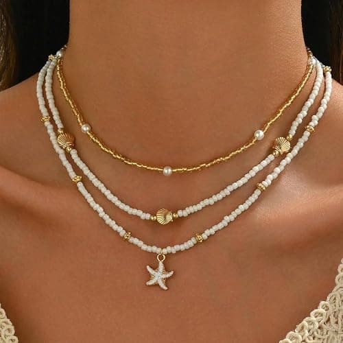 Nackiy Handmade Sea Shell Necklace for Women Summer Adjustable Natural Shell Collar Necklace thumbnail 3