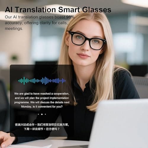 AI Smart Translation Glasses, Noise Reduction & Anti-Blue Light, Powered By GPT, Support 165+ Languages Multi-Functional Translator Glasses, Unisex Audio Bluetooth Glasses for Work, Travel & Study thumbnail 5