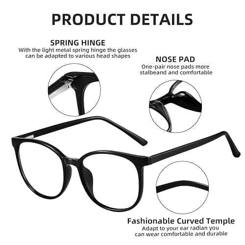 FONHCOO Blue Light Blocking Glasses Fashion Round TR90 Frame Transparent Eyewear Anti UV Computer Glasses for Women Men thumbnail 6