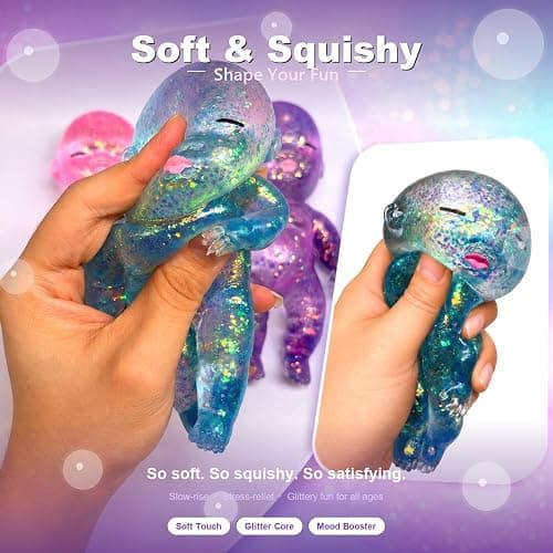 Baby Squishy Oversized Glossy Sparkling Soft Rubber Stress Relief Toy Blue | Teenagers Adults Party Gift Soft Toy to Relieve Anxiety Cute Malt Sugar thumbnail 3