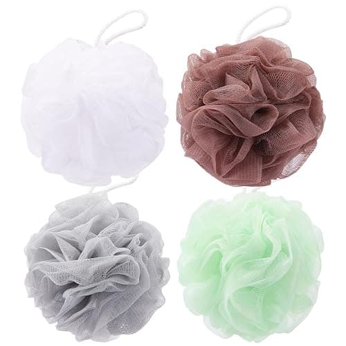 Tbestmax 4 Pack Mesh Pouf Bath Sponge - Mesh Loofah Body Exfoliating Shower Ball Shower Sponge - Image 1