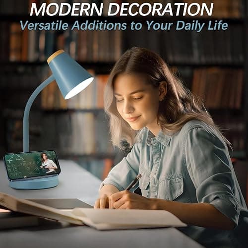 EJIAXIN Desk Lamps for Home Office - Small LED Desk Lamp Touch Dimmable Reading Light for College Dorm Room - Adjustable Flexible Gooseneck Table Lamp for Bedside Bedroom Nightstand Blue thumbnail 4