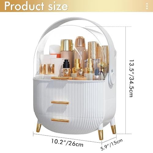 NestOrganix Makeup Organizer Skincare Organizers - Cosmetic Display Cases with Transparent Cover, SkinCare Organizers for Bathroom Countertop, Bedroom Vanity Desk, Lipstick Organizer, White thumbnail 3
