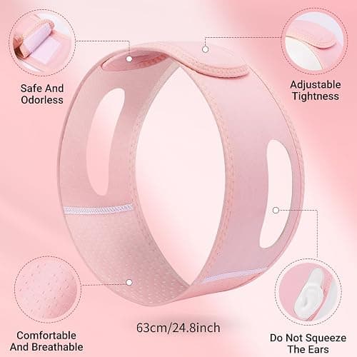 Juskaa Reusable V Line Lifting Mask with Chin Strap for Sleeping,Double Chin Reducer,Face Lift Prevent Sagging, Jaw Exerciser,Light Pink,M thumbnail 7