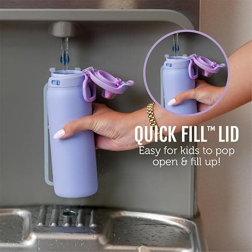 Ello Pop & Fill 18oz Stainless Steel Kids Water Bottle with Quick Fill Lid | Vacuum Insulated BPA Free Bottle with Leak Proof Straw and Chug Lid, Dishwasher Safe, Gift For Kids Teens, Strawberries thumbnail 4