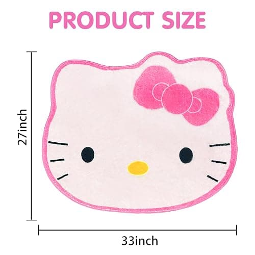 Hurig Super Soft Kitty Rugs Cute Area Rug for Room Decor Girls Bedroom Decoration Cashmere Mat - Kitty Head-1 - 2'3" x 2'9" (Irregular) thumbnail 2