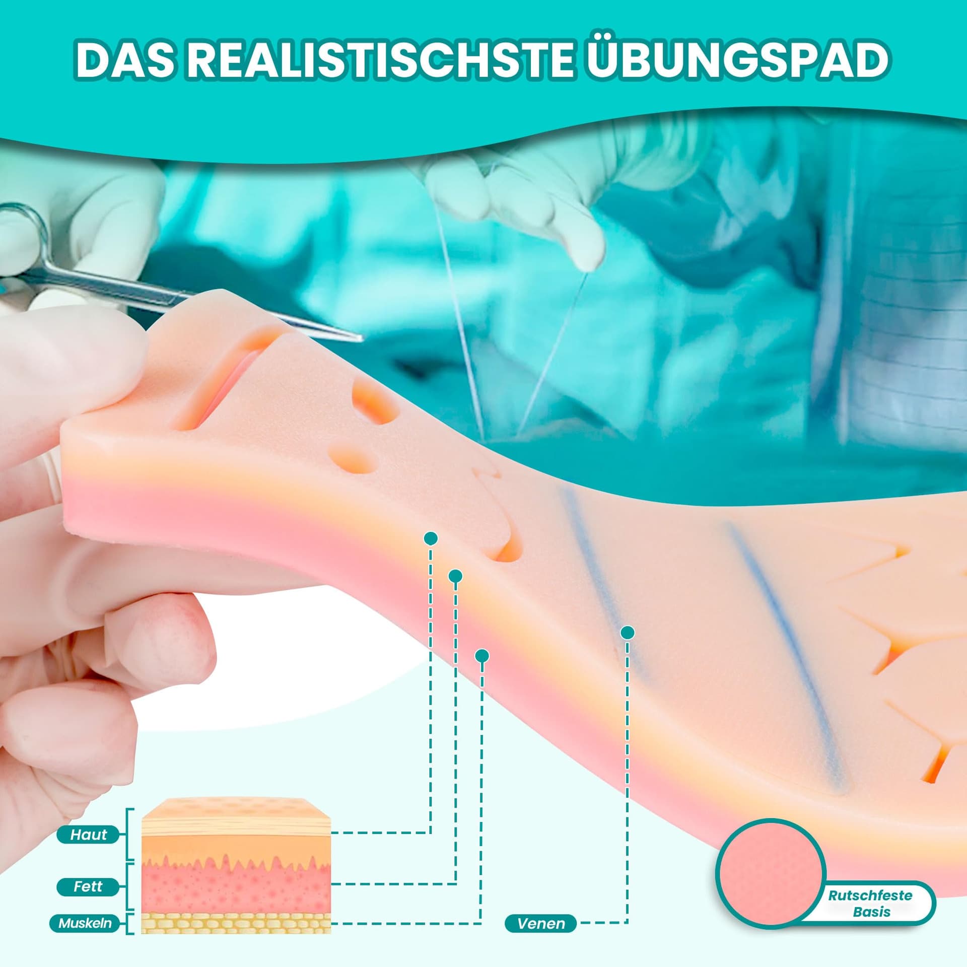 Dimedsion Surgical Suture Kit with Veins and Snijzone | Suture Practice Kit for Practicing Suture Techniques, Medical Suture Set, Surgical Instruments, Suture Set Medical Exercise Equipment thumbnail 2