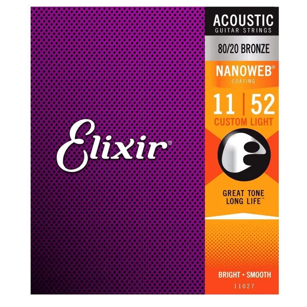 Encordoamento .011 Elixir 11027, para Violão Aço, Custom Light Bronze 80/20 Nanoweb thumbnail 2