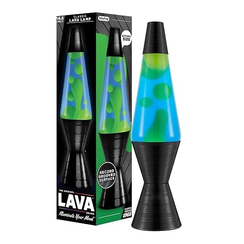 Lava The Original Lamp - 14.5'' Vinyl Record Grooved Base - Classic Liquid Motion Lamp - Yellow and Blue Liquid - Item #2020 (Amazon Exclusive) - Image 1