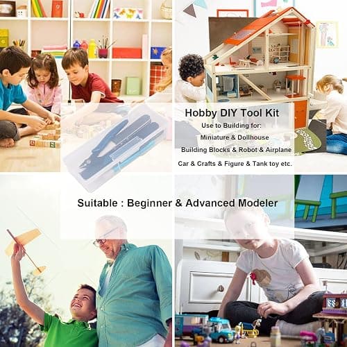 Spilay 16 Pcs Hobby Building Model DIY Tool Kit, Modeler Basic Miniature Handmade Craft Tools Set for Dollhouse Miniature Building thumbnail 3