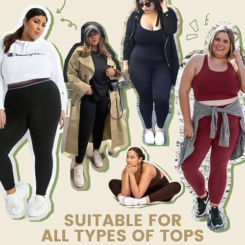 HLTPRO 3 Pack Plus Size Leggings with Pockets for Women - Black High Waisted Tummy Control Soft Yoga Pants for Gym Workout thumbnail 4