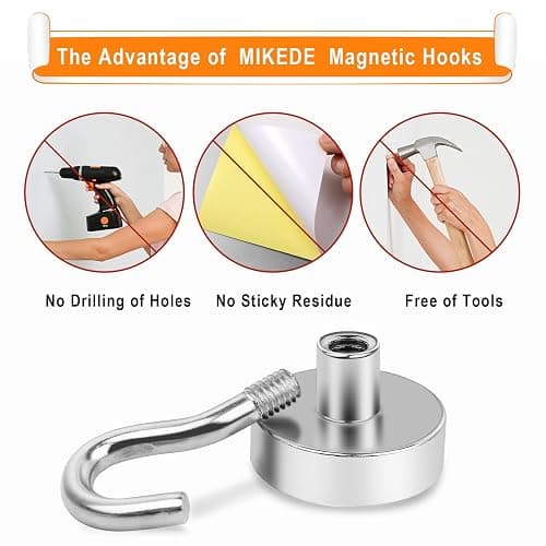 MIKEDE Magnetic Hooks 15Pack 28lbs+ Magnet Hook 2025 Cruise Cabin Ship Essentials Heavy Duty Strong Magnets Refrigerator Fridge Hanging for Classroom Beach Vacation Kitchen Grills Home ﻿ thumbnail 4