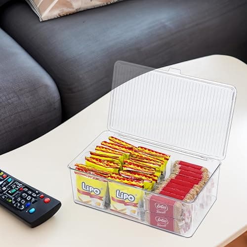 ZEXALOR Clear Plastic Storage Bin with Lid, Makeuo Holder, Fridge Organizer, Refrigerator Organizers and Storage, Small Container for Pantry, Office, Dresser, Bathroom, Kitchen, Snack thumbnail 6