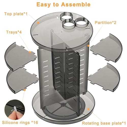 Rotating Makeup Organizer, DIY 8 Adjustable Layers Spinning Skincare Organizers, 360 Cosmetic Display Case with Brush and Perfume Holder, Makeup Desk Storage Carousel for Vanity Bathroom Countertop thumbnail 6