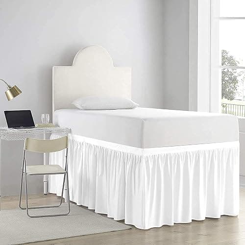 Twin XL Bed Skirt for College Dorm – Extra Long 42” Drop – Ruffled White Dust Ruffle – Soft Microfiber Bed Skirt for Dorm Room Twin XL Beds - Twin XL - 42" Drop - White thumbnail 5