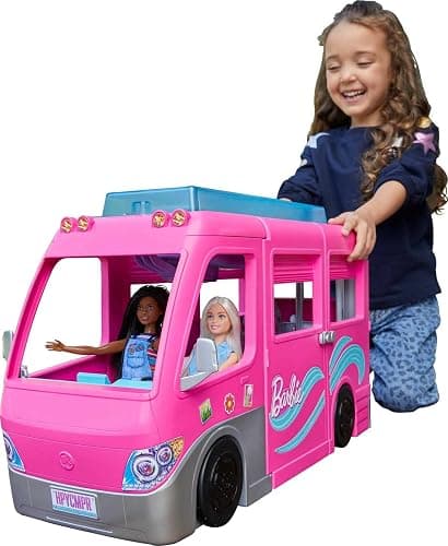 Barbie Camper, Doll Playset with 60 Accessories, 30-Inch-Slide and 7 Play Areas, Dream Camper - Image 1