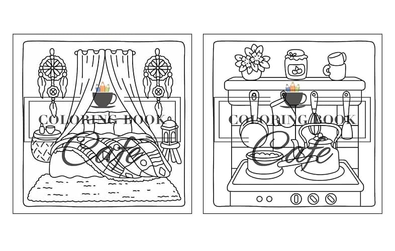 Cozy Corners: Coloring Book for Adults and Teens Featuring Super Cute Nooks and Hygge Spaces for Relaxation (Cute and Comfy Coloring Books) thumbnail 20