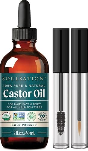 SOULSATION Organic Castor Oil for Eyelashes, Hair & Skin (2oz with Eyelash Kit) | 100% Pure, Natural Cold Pressed thumbnail 2