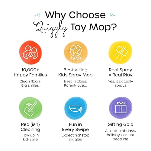 Quiggly Toy Spray Mop for Kids - Toddler Cleaning Set with Real Water Sprayer - Montessori Cleaning Set Mini Sweeper - Educational and Fun Kids Mop - Squeeze and Spray thumbnail 2