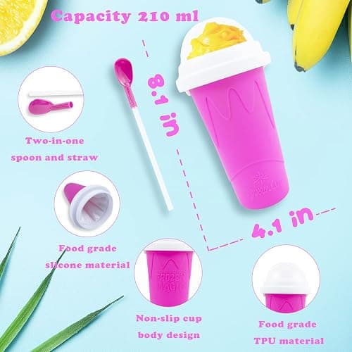 Hoinvaet Magic Slushy Maker Squeeze Cup Slushie Maker, Homemade Milk Shake Maker Cooling Cup Squee DIY Birthday Gifts for Kid (Pink) thumbnail 3
