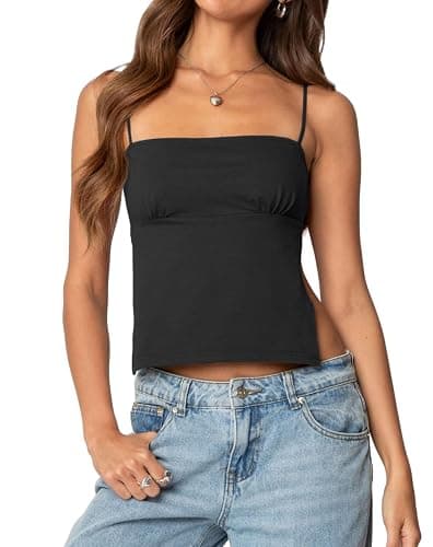 Backless Crop Top for Women Y2K Open Back Cami Top Spaghetti Strap Tie Back Sleeveless Cotton Summer Going Out Tank Top - Image 1