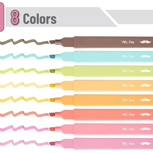 Mr. Pen- Aesthetic Highlighters, 8 pcs, Chisel Tip, Autumn Colors, Cute Highlighters Assorted Colors thumbnail 3