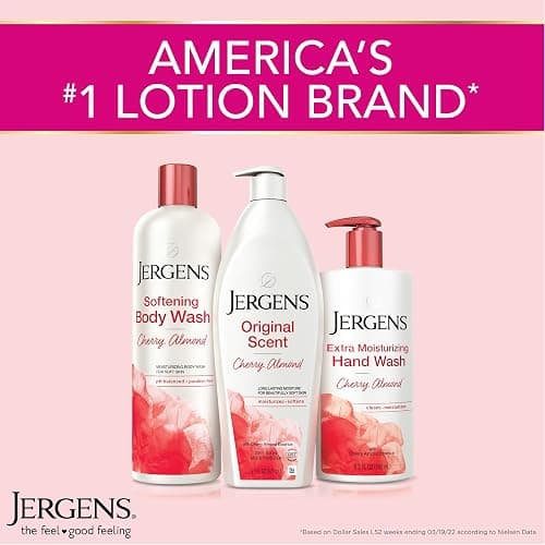 Jergens Original Scent Dry Skin Body Lotion, Hand and Body Moisturizer, Cherry Almond Essence, Dermatologist Tested, 32 Oz - 32 Fl Oz (Pack of 1) thumbnail 7