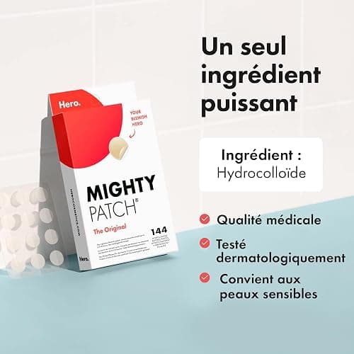 Hero Cosmetics Mighty Patch Original – Patch Bouton Nuit – Résultats en 6H – Technologie Hydrocolloïde – Absorbe les Impuretés & Réduit les Boutons – Format 144 Patchs thumbnail 6