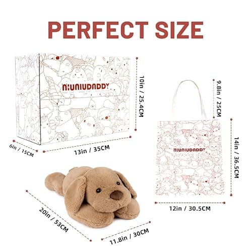Niuniu Daddy Weighted Dog Stuffed Animals for Anxiety, 3.3lb Weighted Plush Dog Toy Pillowfort for Adults Kids Girls Boys, Large Stuffed Puppy Plush Pillow as Gift for Valentine Include Bag Sticker thumbnail 3