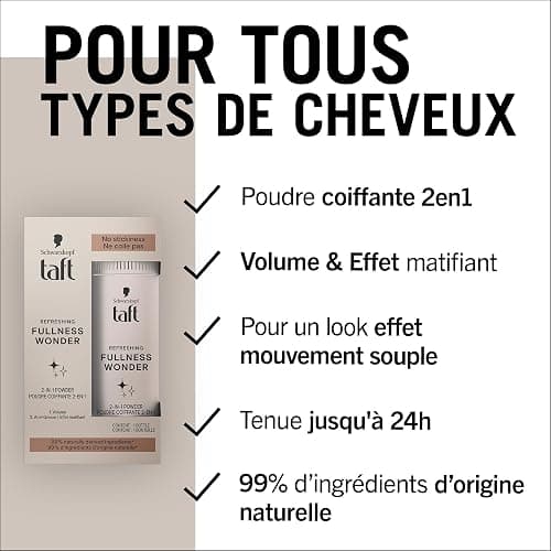Taft - Schwarzkopf - Poudre Coiffante Cheveux - 2-En-1 - Volume - Longue Durée - Effet Matifiant - Effet Décoiffé - Ne colle pas - 99% d'ingrédients d'origine naturelle - Contenant de 10 g thumbnail 6