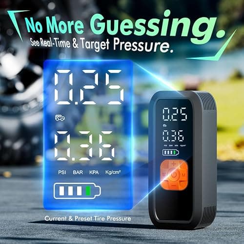 Portable Tire Inflator Air Compressor, 150 PSI Fast Cordless Pump, Dual Power (Battery + 12V DC),Auto Shut-Off, 5 Modes, Digital Dual Display for Car Truck Bike Tires, Balls, Inflatables thumbnail 2