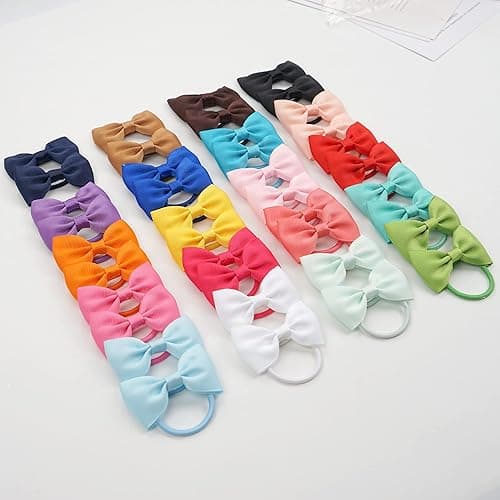CÉLLOT Toddler Hair Accessories - 40pcs 2.75" Elastics Rubber Ribbon Bands, Bows for Baby Girls, Kids & Children thumbnail 6