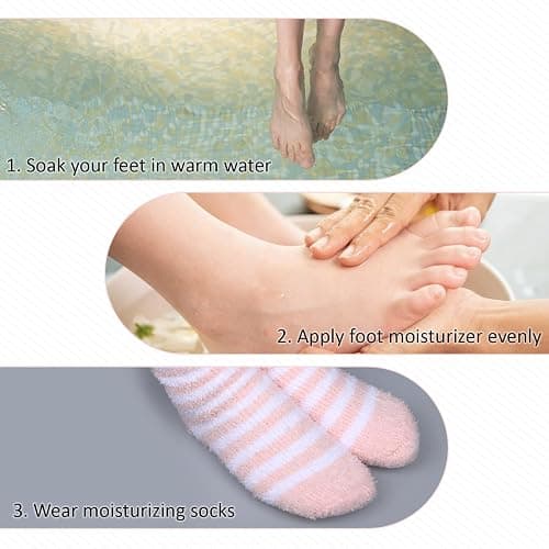 3 Pairs Aloe Socks, Aloe Infused Socks for Women, Fuzzy Moisturizing Socks, Spa Socks for Men, Lotion Socks Heel Socks for Dry Cracked Feet Women, Gel Socks Sleep Socks thumbnail 2