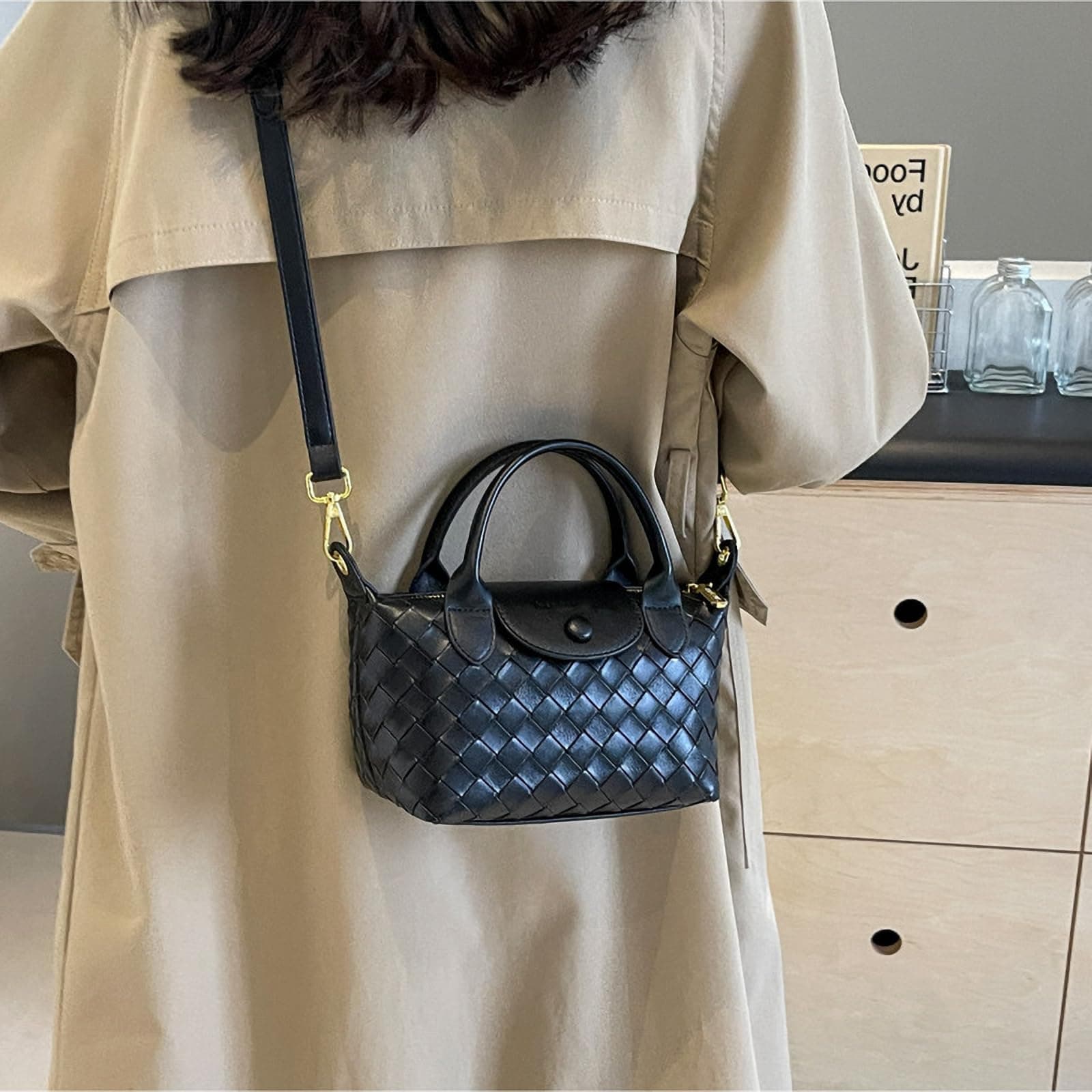 Mini Small Size Braided Luxury Leather Women's top Handle Handbag Fashion Travel Daily Satchel thumbnail 7