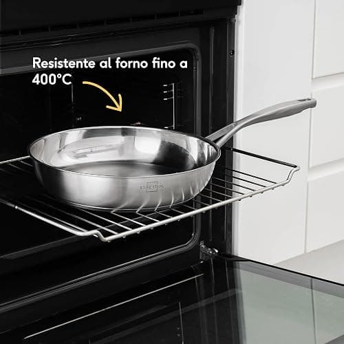 SILBERTHAL Padella acciaio inox 28 cm - Induzione gas e forno 400ºC - Senza rivestimento 18/10 - Triplo fondo thumbnail 9