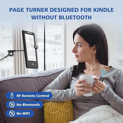 DATAFY RF Remote Control Page Turner for Kindle Paperwhite Kobo eReaders Camera Remote Shutter, Wireless Page Turner for iPhone ipad Android Tablets Reading Novels (Black) thumbnail 2