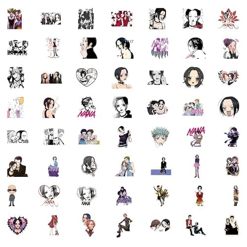 55pcs Nana Anime Stickers for Kids Teens Girls Adult, Waterproof Vinyl Movie Decal for Water Bottle Skateboard Guitar Travel Case Bike Laptop,Car Bumper,Luggage,Phone (J) thumbnail 2