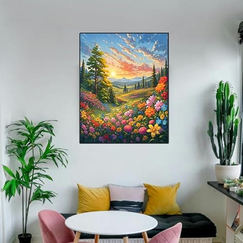 ldazao Landscape Adult Paint by Number Kits, Paint by Numbers Flowers,Flower Paint by Numbers Kit for Adults, DIY Canvas Oil Painting Paint by Number for Gift Home Wall Decor 16x20 Inch thumbnail 3