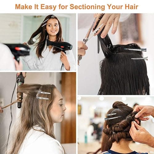 HiJeaton 60Pcs Metal Duck Billed Hair Clips for Women Styling Sectioning, Silver Hair Pins for Long Hair, Alligator Curl Loc Clips for Thick Hair Roller, Salon, Bows DIY thumbnail 2