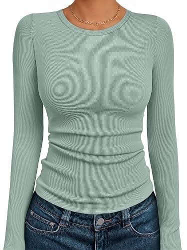 AUTOMET Long Sleeve Blouses Shirts Basic Tops - Image 1