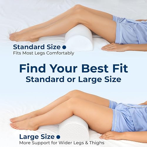 5 STARS UNITED Knee Pillow for Back Sleeping – Memory Foam Cushion for Sciatica Pain Relief – Under Leg Support for Sleeping on Back – Half Moon Bolster for Bed, White thumbnail 5