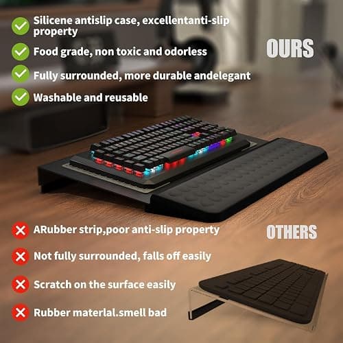 Computer Tilt Keyboard Stand - Acrylic Ergonomic Keyboard Holder for Easy Typing Working, Keyboard Riser with Comfortable Wrist Rest for Keyboard, Office, Home - Fits All Keyboard Sizes thumbnail 5