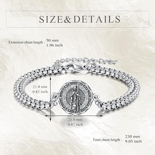YFN Patron Saint Bracelet Sterling Silver Religious Protector Bracelet Jewelry Gift for Women Men thumbnail 4