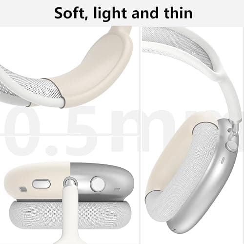 Silicone Case Cover for AirPods Max Headphones,Ear Pad Case Cover/Ear Cups Cover/Headband Cover for AirPods Max 2/1 (2026/2024/2020)(USB-C/Lightning),Silicone Accessories for Apple AirPods Max 2,Stone thumbnail 5